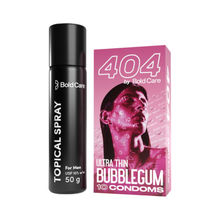 Bold Care Topical Delay Spray + Ultra Thin Bubblegum Condoms Combo Pack for Couples