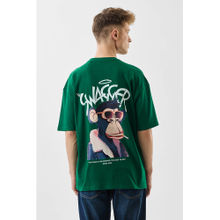 Snitch Dark Green Graphic Print Half Sleeves Oversized T-shirt