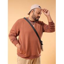 Hardsoda Men Crew Neck Solid Brown Sweatshirt