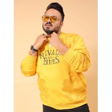 Hardsoda Men Crew Neck Printed Yellow Sweatshirt