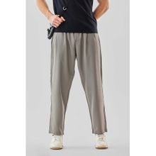 Snitch Men Grey Polyester Blend Solid Relaxed Fit Track Pant