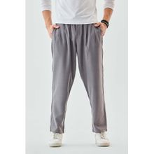Snitch Men Grey Polyester Blend Solid Relaxed Fit Track Pant