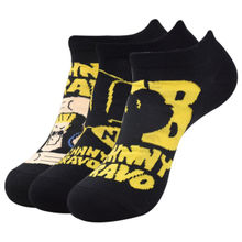 Balenzia X Cartoon Network Johnny Bravo Unisex Low Cut Socks - Pack of 3 - Black