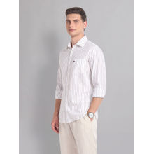 AD By Arvind White Vertical Stripe Cotton Summer Casual Shirt