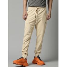Breakbounce Men Beige Regular Fit Knitted Joggers