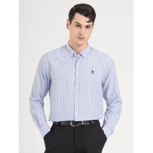 Red Tape Men Slate Blue Striped Poly Cotton Loose Fit Full Sleeve Shirt