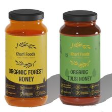Khari Foods Raw Forest Honey, Tulsi Honey Combo Pack, Nmr Tested, 100% Pure