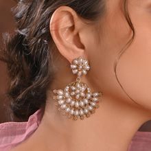 Fida Wedding Ethnic Gold Pearl Chandbali Drop Earrings For Women-OSXXPDJE106