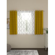 Rosara Home Mustard Jacquard Window Curtains (Pack of 4)
