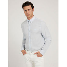 Guess Blue Solid Straight Point Collar Full Sleeves Shirtfor Men