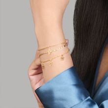 Toniq Gold Plated Set of 3 Floral Adjustable Bracelets for Women