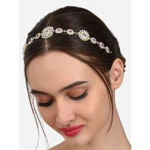 Zaveri Pearls Pink and White Dazzling Diamonds Embellished Head Chain-ZPFK12225