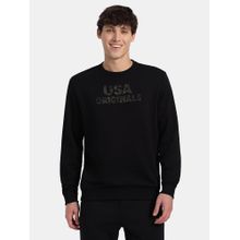 Jockey UM51 Men Super Combed Cotton French Terry Printed Sweatshirt - Black