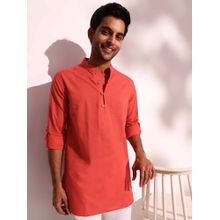 Fabindia Peach Cotton Comfortable Fit Short Kurta