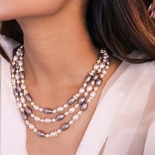 Pipa Bella by Nykaa Fashion Grey Pearl Multi-Layered Necklace