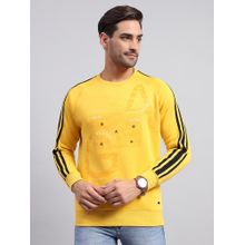 Monte Carlo Men's Solid Yellow Round Neck Half Sleeve Sweatshirt