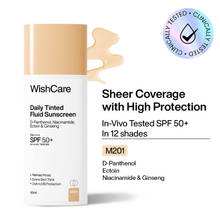 WishCare Daily Fluid Tinted Sunscreen SPF50PA++++ Broad Spectrum Protection for All Skin Types- L101