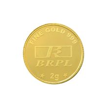 Bangalore Refinery 2 Gram 24Kt 999 Purity Yellow Gold BRPL Coin