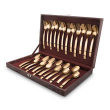 FNS Allie 24 pcs Stainless Steel Rose Gold Cutlery Set with Leatherite Box