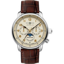 Zeppelin Mediterranean Day Date Moon Phase Analog Dial Color Beige Mens Watch 96365 (Medium)