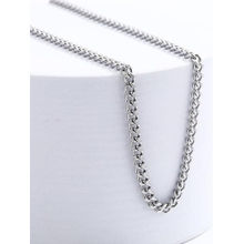 OOMPH Silver Tone Curb Link Stainless Steel Necklace Chain for Men