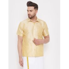 Vastramay Men Gold Silk Blend Ethnic Shirt