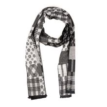 The Tie Hub Geometric Printed Black Woolen Scarf