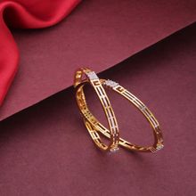 Priyaasi Set Of 2 Silver-Toned Gold-Plated Ad Studded Handcrafted Bangles