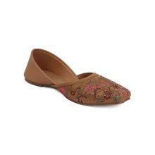 Iconics Brown Women Embroidered Juttis