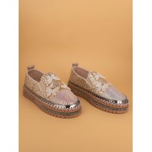 Alberto Torresi Women Gold Loafers