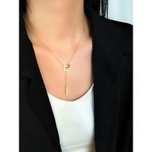 Yellow Chimes Gold-Plated Dual Square Shape Pendant With Chain