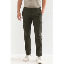 Allen Solly Men Olive Slim Fit Solid Casual Cargo Pant