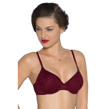 Amante Floral Romance Padded Wired T-Shirt Bra - Maroon