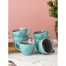 MIAH Decor Pink Studio Pottery Ceramic Glazed Coffee Mugs Cum Tea Cups, 320Ml, Set of 6