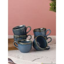 MIAH Decor Studio Pottery Black & Blue Tea-Coffee Cups- Set of 6