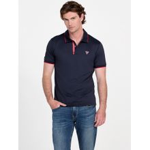 Guess Blue Solid/Plain Slim Polo T-Shirt