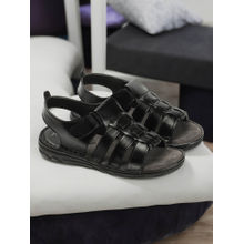 Carlton London Mens Stylish Black Color Velcro Leather Sandals