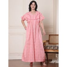 Secret Wish Peach Floral Pure Cotton Nighty