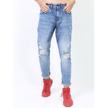 LOCOMOTIVE Blue Men Highly Distressed Heavy Fade Stretchable Jeans