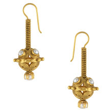 Tribe Amrapali Silver Gold Plated Filigree Pearl Ball Hook Earrings