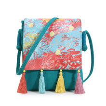 Anekaant Rangoli Turquoise & Multi Polycotton Floral Digital Printed Sling Bag