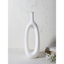 The Decor Mart Ceramic Hollow Vase - White (L)