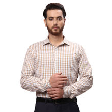Park Avenue Slim Fit Checkered Brown Formal Shirt