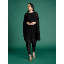 Gajra Gang Nani's Almari Black Georgette Embellished Cape with Slip & Tulip Pant