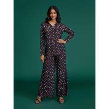 Gajra Gang Black Rayon Bandhani Shirt & Wide Leg Pant Global Gypsy