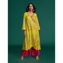 Gajra Gang Global Gypsy Lime Green Rayon Bandhani Angrakha Jacket