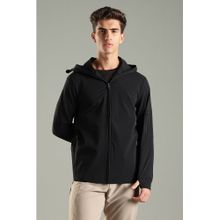DOMIN8 Men Black Water Repellent Long Sleeve Hoodie with Thumb Hole