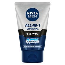 NIVEA MEN Face Wash, All in 1 Charcoal, to Detoxify & Refresh Skin with 10x Vitamin C Effect