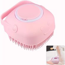Getmecraft Exfoliating Silicone Scrubber Loofah Bath Brush With Soap Dispenser - Color May Vary