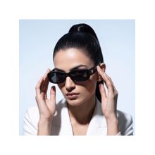 PERKEY Unisex Rectangle UV Protected Polarized Black Sunglasses - PRKY006-C1 (53)